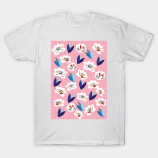 The rose garden. Graphic design of flowers and leaves in a blooming garden. T-Shirt